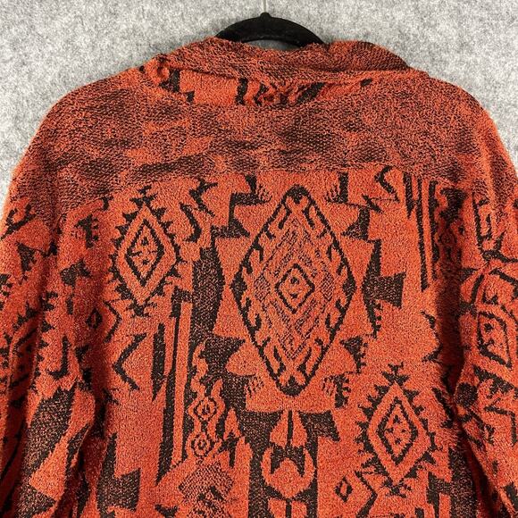 Ali Miles Sweater Womens 2X Orange Black Cowl Neck Textured Aztec Tribal Artsy - Picture 10 of 13
